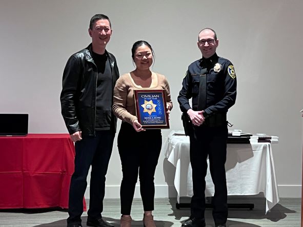 Monica Jeong with the Civilian of the Year Award