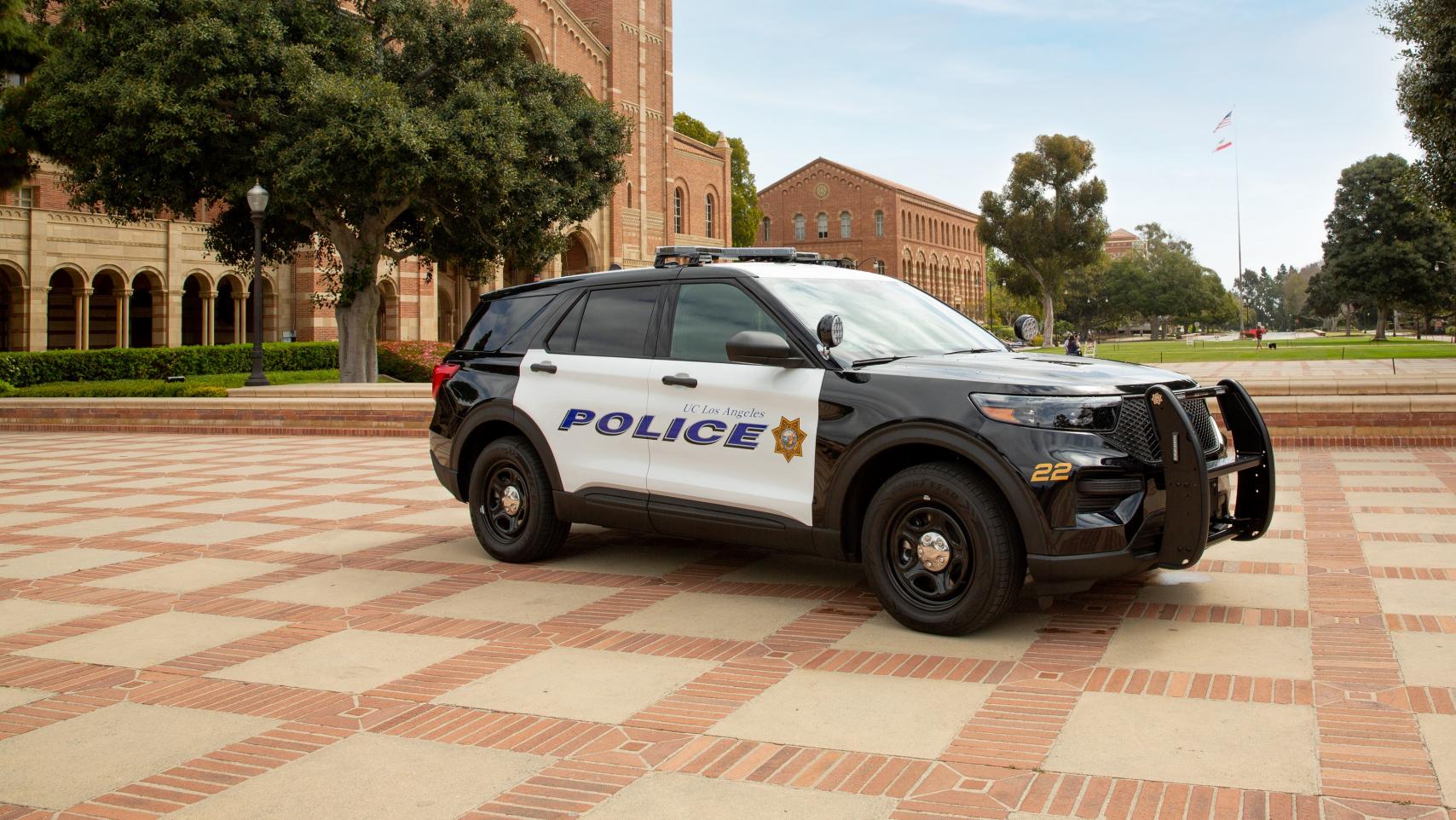 UCPD police car in front of Royce Hall